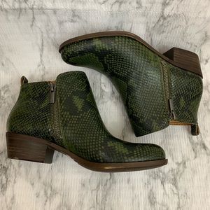 Lucky Brand Women's Basel Ankle Bootie Green Snake